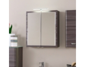 Badezimmer Spiegelschrank mit LED-Aufbauleuchte Eiche dunkel